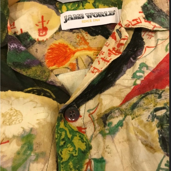 Vintage Jams world Aloha Hawaiian Ginseng Rayon Short Sleeve Button Up Shirt M - Picture 4 of 10